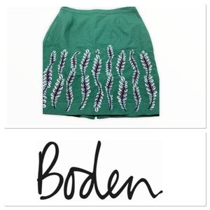 Boden green skirt with embroidery